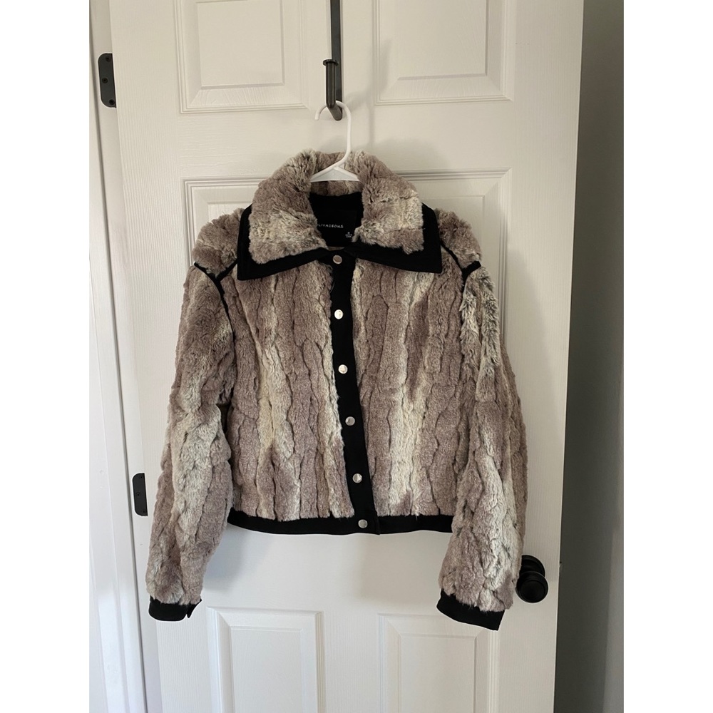 Olivaceous faux fur bomber jacket